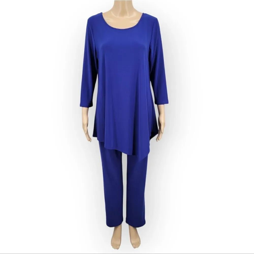 CLARA SUNWOO Royal Blue Tunic Top and Matching Pull On Pants Set